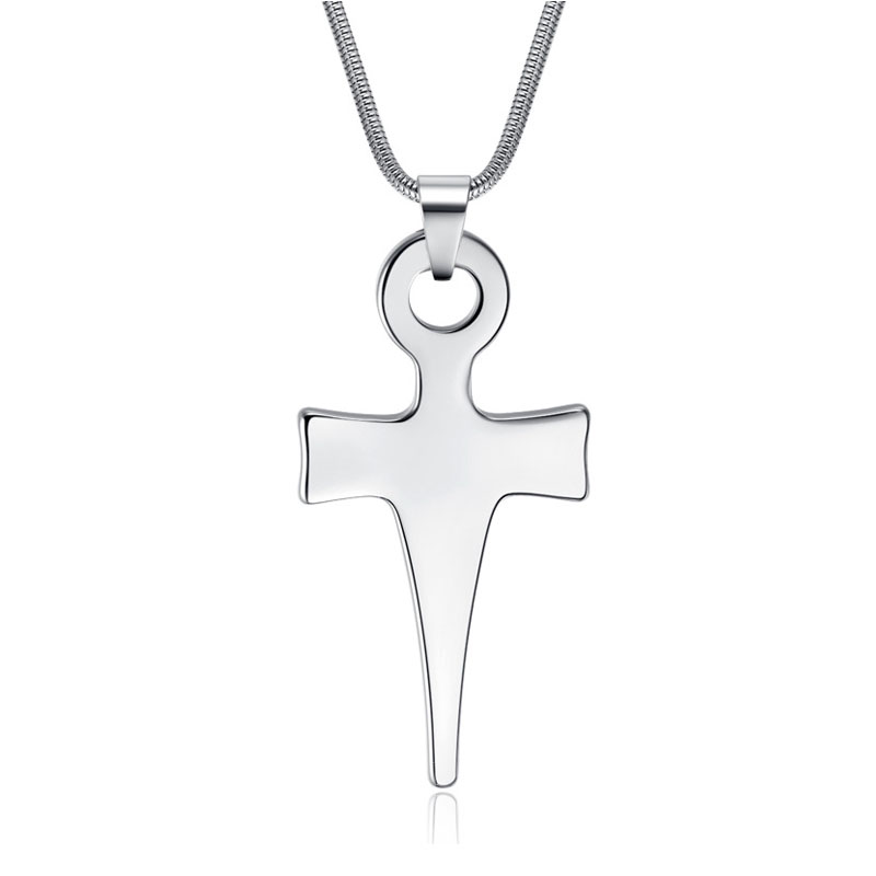 (image for) Tungsten Carbide Cross Pendant for Girl, Cute Tungsten Cross Necklace for Women, Unique Tungsten Carbide Religious Jewelry Gift for Friends - Black / Silver Colors