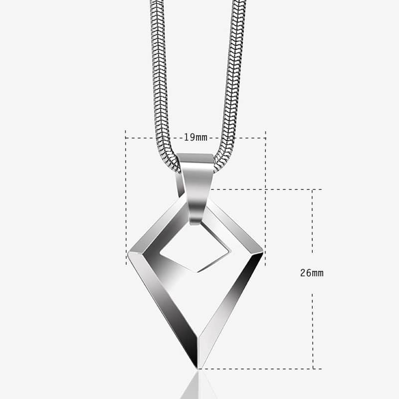 (image for) Tungsten Arrow Pendant For Men, Mens Silver Tungsten Carbide Open Rhombus Necklace With High Polished Finish, Unique Tungsten Carbide Jewelry Gift For Boyfriend