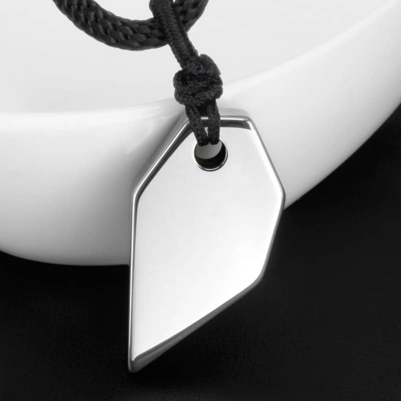 (image for) Silver Tungsten Wolf Tooth Pendant, Mens High Polished Tungsten Carbide Stone Necklace With Black Cotton Rope, Unique Tungsten Jewelry Gift For Boyfriend