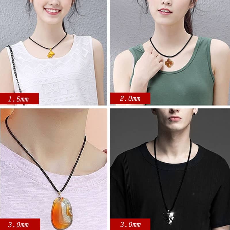 (image for) Cotton Rope Necklace For Men And Women, 1.5mm To 3.0mm Cotton Necklace With High Polished Stainless Steel Lobster Claw Clasp - Black / Brown / Coffee / Red Colors