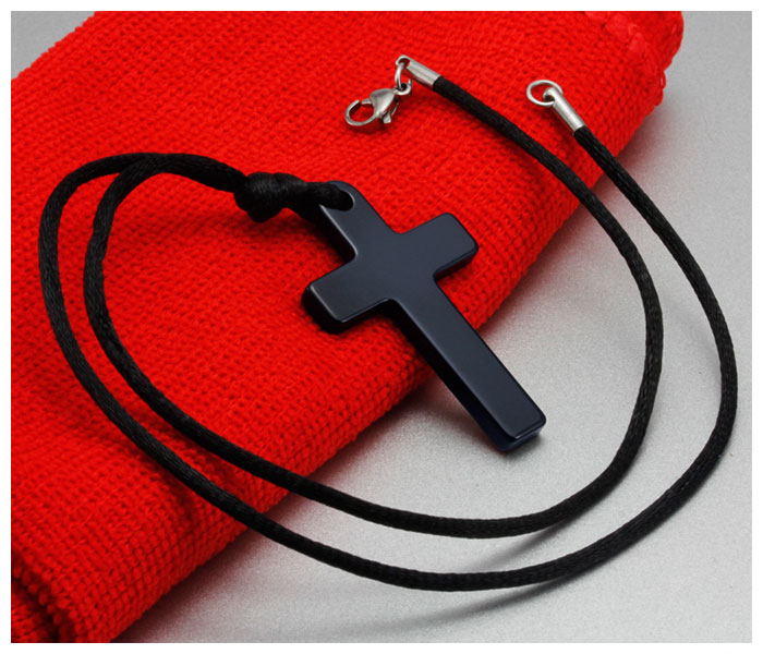 black tungsten cross pendant for men
