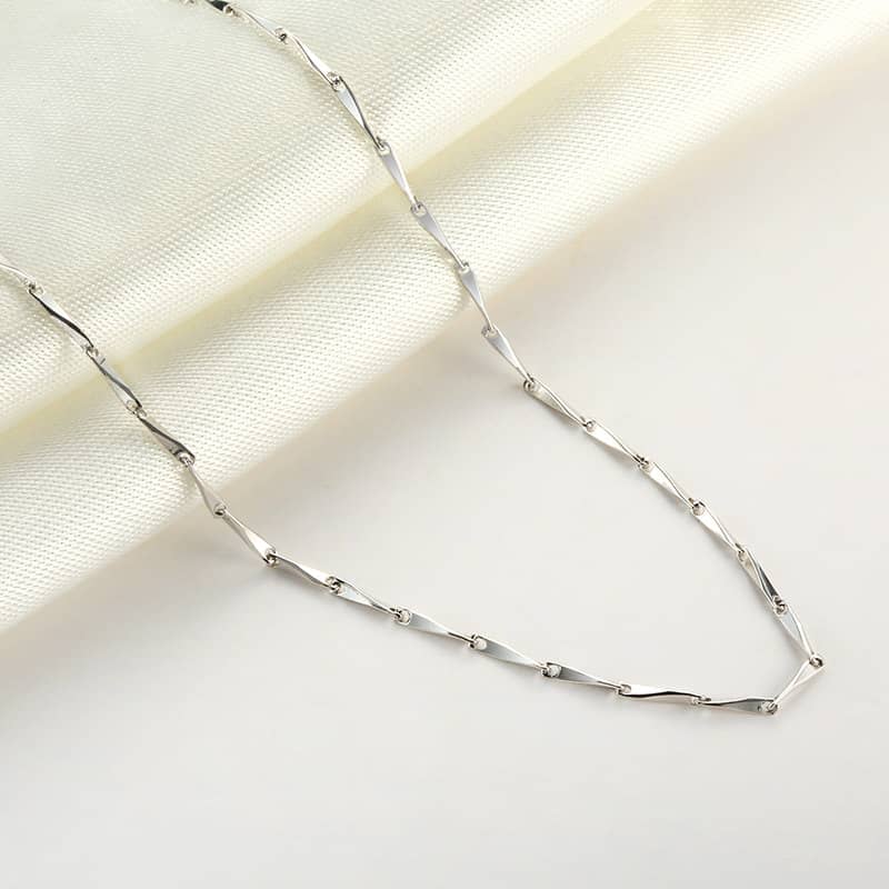 (image for) Solid Silver Faceted Bar Chain Necklace For Women And Men, High Polished Sterling Silver Bar Link Pendant Chains With Spring Ring Clasp - 1.5 mm To 2.0 mm Thickness