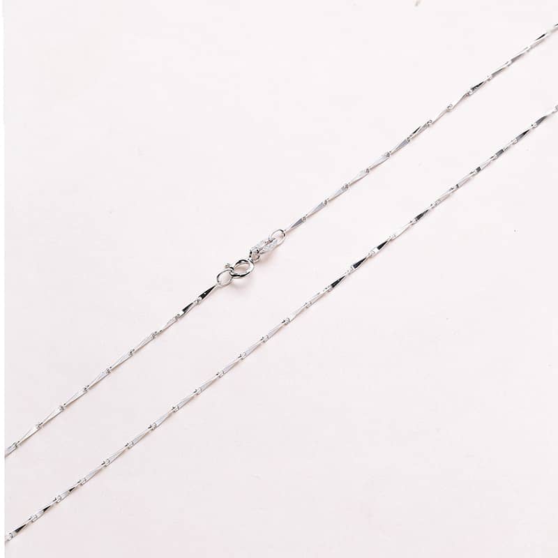 (image for) Solid Silver Faceted Bar Chain Necklace For Women And Men, High Polished Sterling Silver Bar Link Pendant Chains With Spring Ring Clasp - 1.5 mm To 2.0 mm Thickness