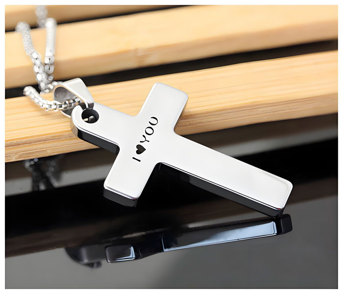 men's tungsten carbide cross necklace