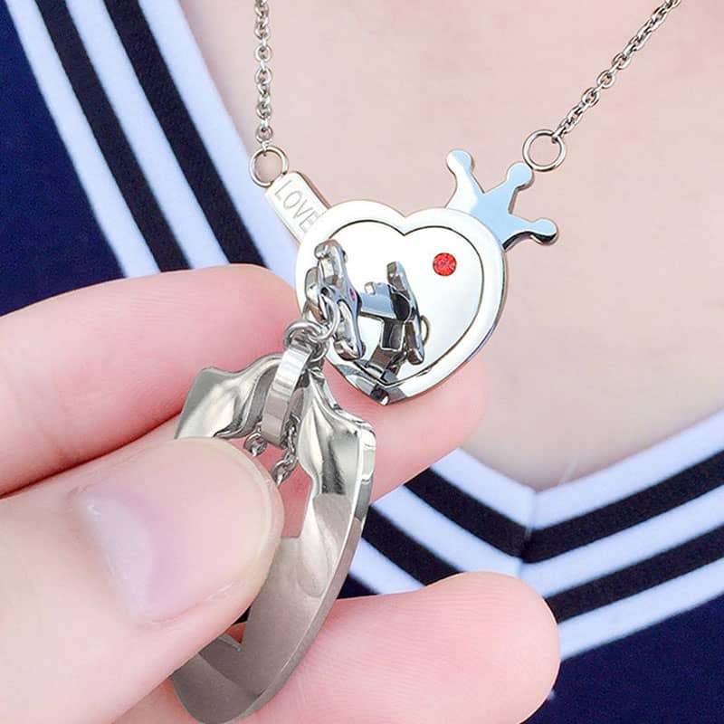 (image for) Key To My Heart Matching Couple Lock And Key Necklaces In Titanium Steel