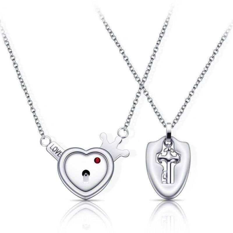 (image for) Key To My Heart Matching Couple Lock And Key Necklaces In Titanium Steel