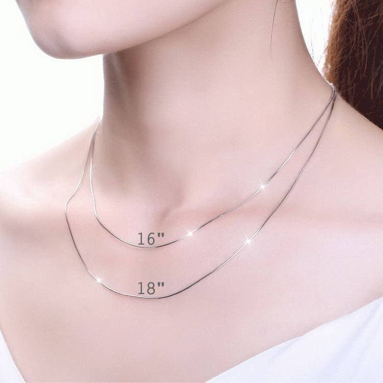 (image for) 925 Sterling Silver Chain Necklaces With Spring Ring Clasp, Solid Silver Chains for Pendants, Bar Cable Box Singapore Snake Chains For Women - 16 & 24 Inches