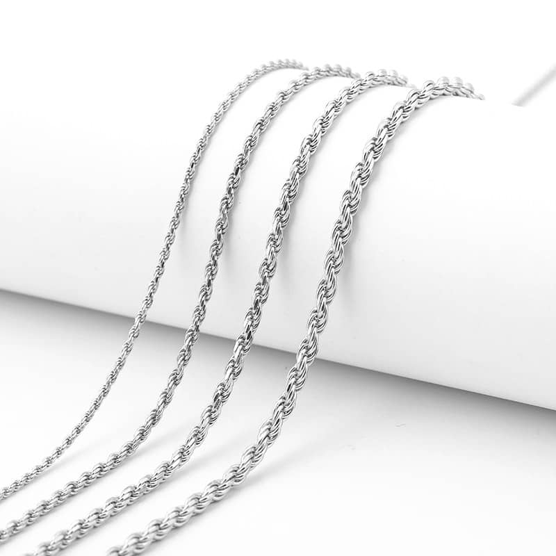 (image for) 1.5mm - 3.0mm Rope Chain Necklaces For Men And Women, Mens High Polished 925 Sterling Silver Pendant Chains With Lobster Claw Clasp - 18 Inches To 28 Inches