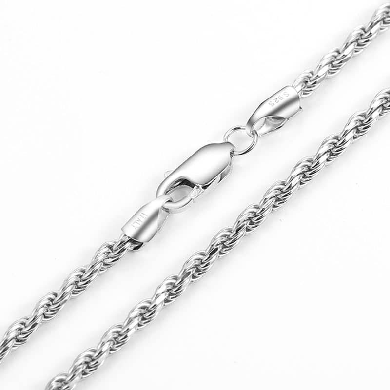 (image for) 1.5mm - 3.0mm Rope Chain Necklaces For Men And Women, Mens High Polished 925 Sterling Silver Pendant Chains With Lobster Claw Clasp - 18 Inches To 28 Inches
