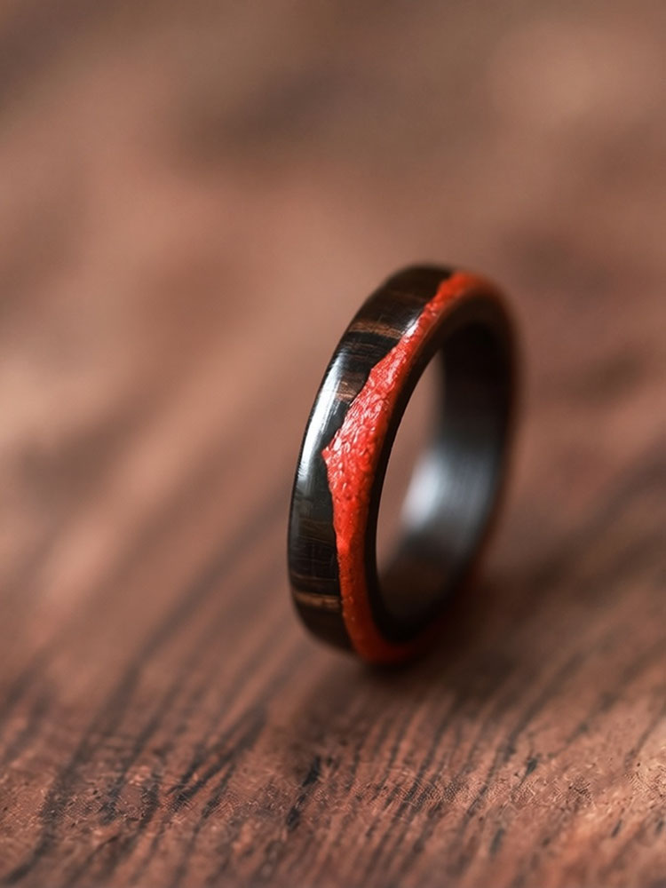 (image for) Ebony African Blackwood Cinnabar Mountain Ring For Women - 5mm