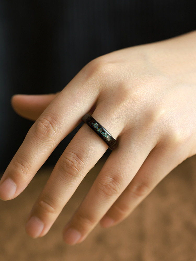 (image for) Ebony African Blackwood Shell Matching Bat Rings For Couples