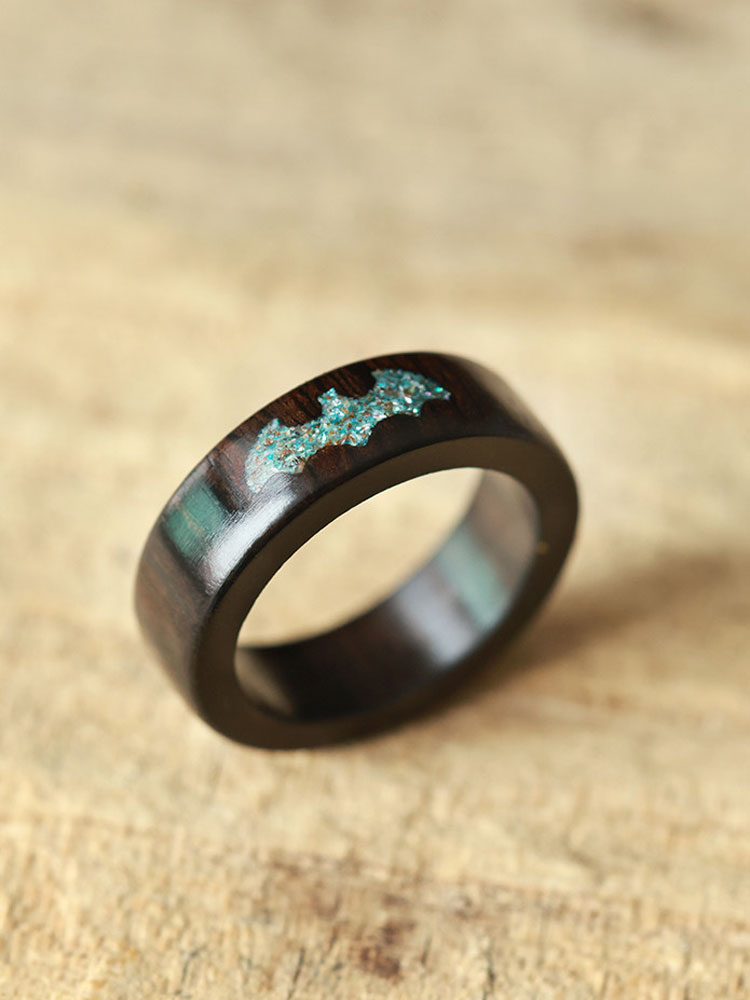 (image for) Ebony African Blackwood Seashell Bat Ring For Men - 7mm