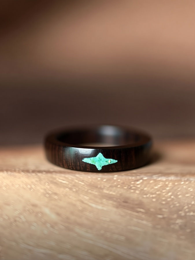 (image for) African Blackwood Turquoise North Star Ring For Women - 5mm