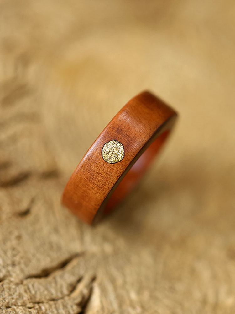 (image for) Peach Wood Copper Sun Wedding Band For Men - 7mm