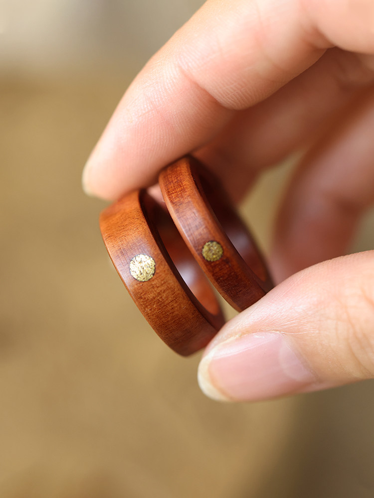 (image for) Peach Wood Copper Sun Wedding Band For Women - 5mm