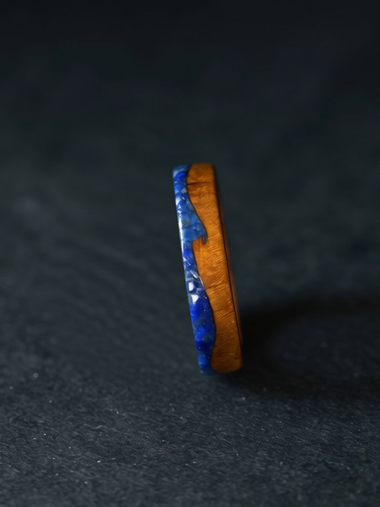 (image for) Phoebe Wood Lapis Lazuli Wave Ring For Women - 5mm