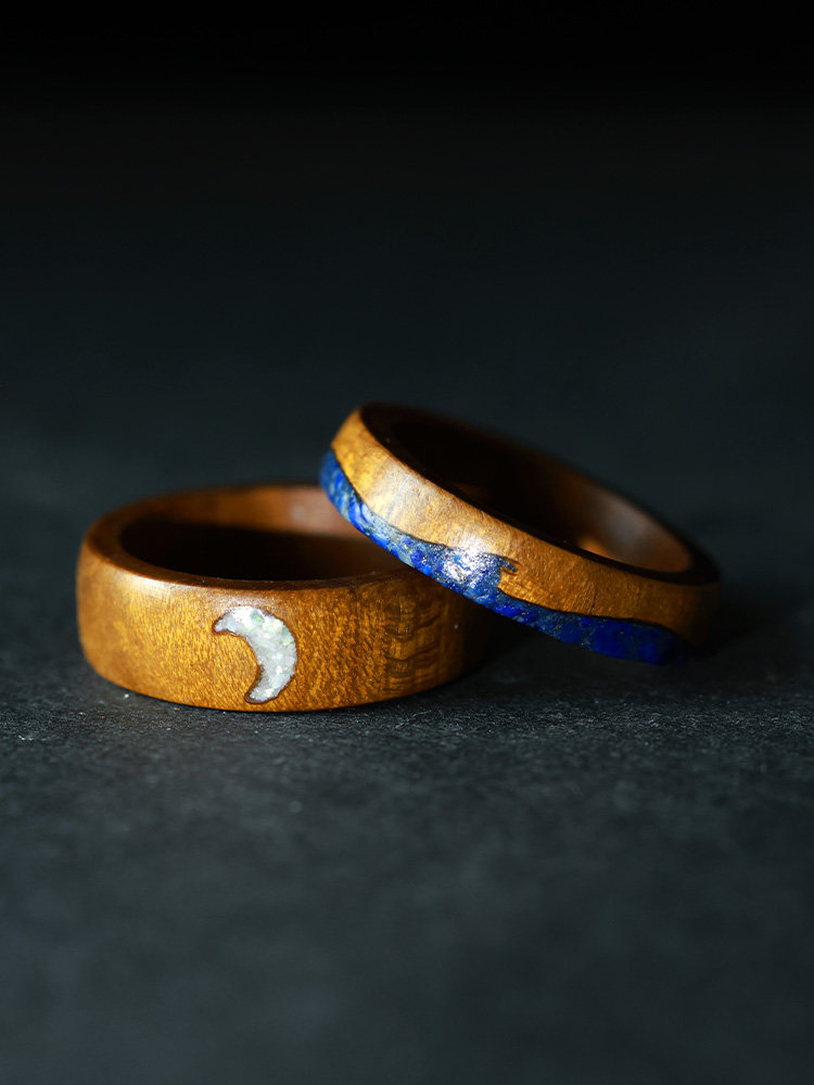 (image for) Phoebe Wood Lapis Lazuli Wave Ring For Women - 5mm