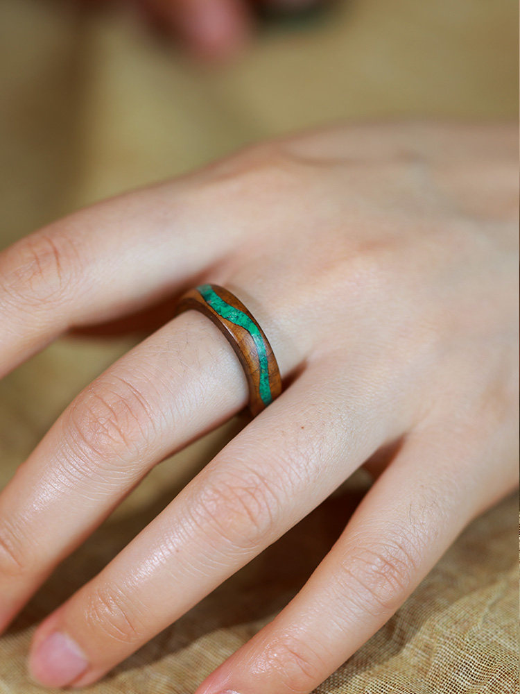 (image for) Phoebe Zhennan Wood Malachite River Ring For Women - 5mm