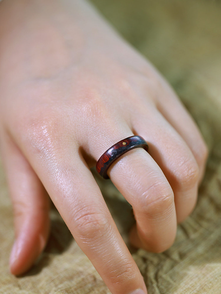 (image for) Rosewood Black Tourmaline Sun Mountain Ring For Women - 5mm