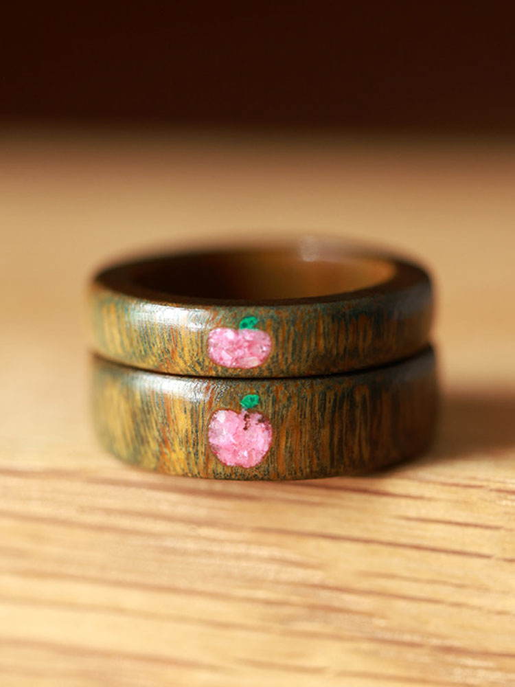 (image for) Green Sandalwood Malachite Shell Apple Rings For Couples