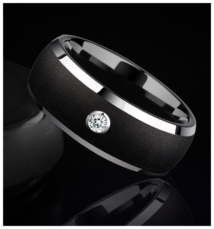 8mm black dome tungsten ring