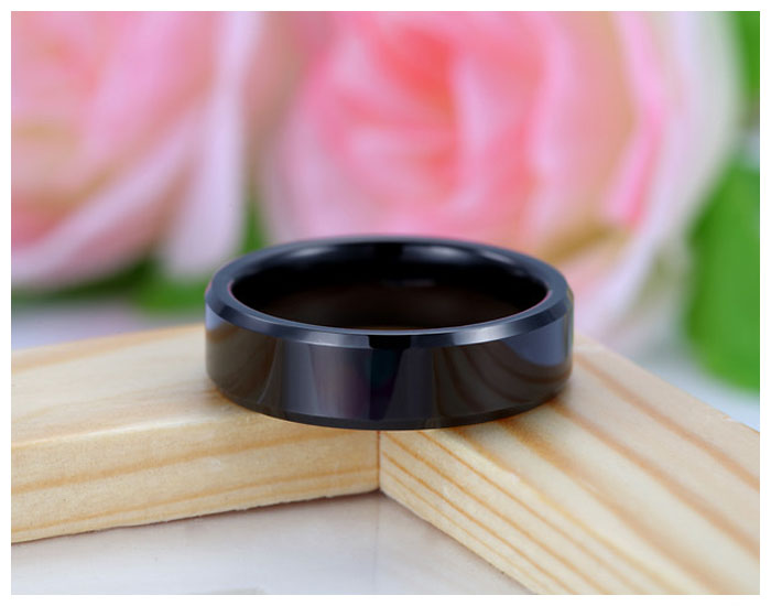 8mm black tungsten carbide ring for men