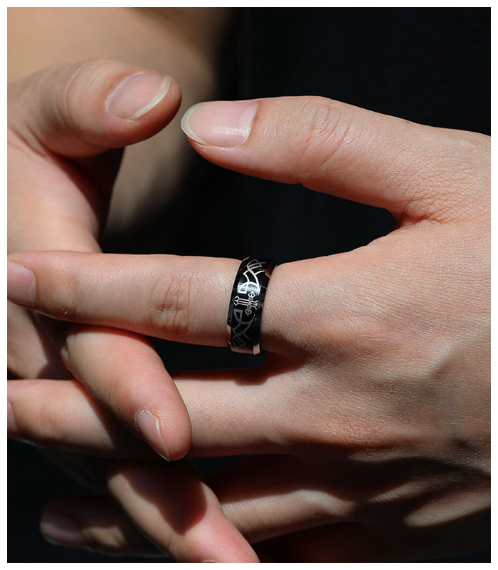 black tungsten ring with cross
