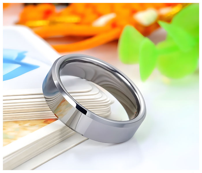 silver white tungsten ring