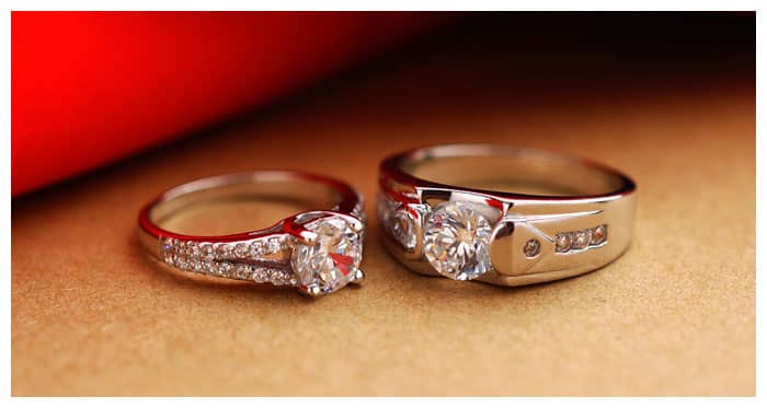 Cubic Zirconia Engagement Rings Set for Couples