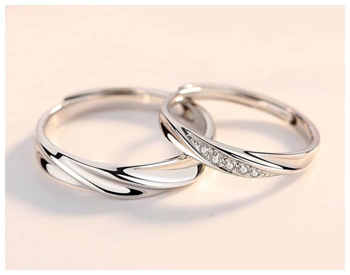 Matching Sterling Silver Wave Rings for Couples