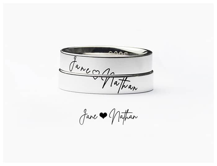 Personalized Couple Two Name Rings