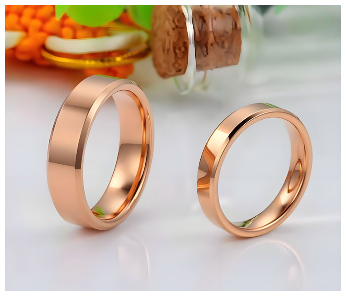 rose gold tungsten couple rings