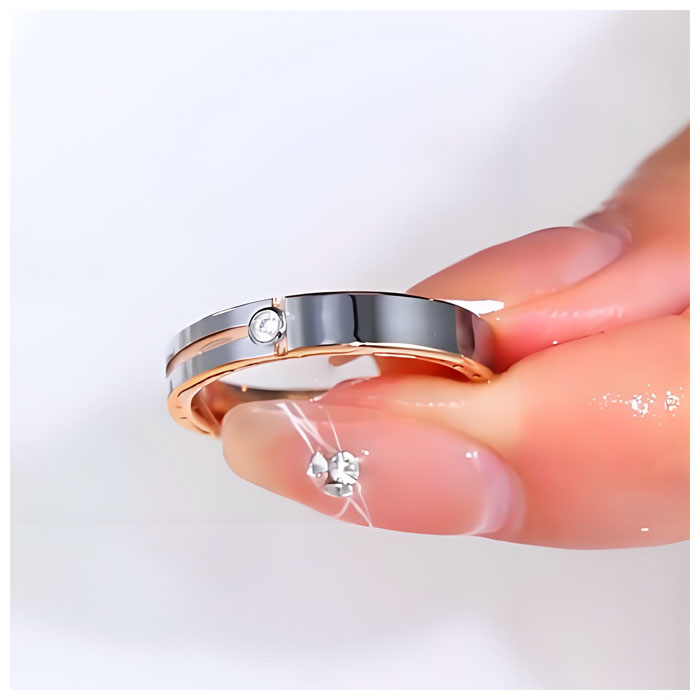 tungsten womens two tone engagement ring