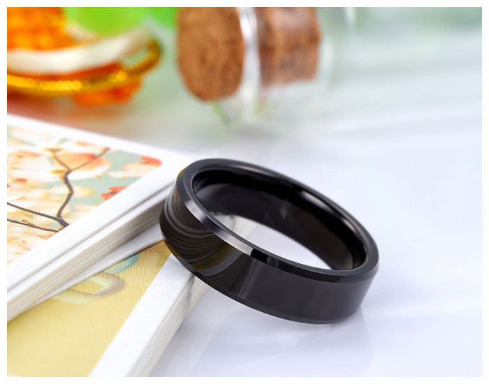 8mm black tungsten carbide ring for men
