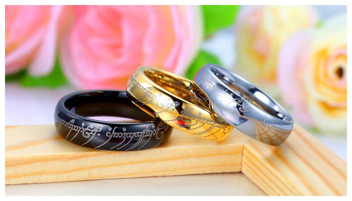 Lord of the Rings Gold Tungsten Ring