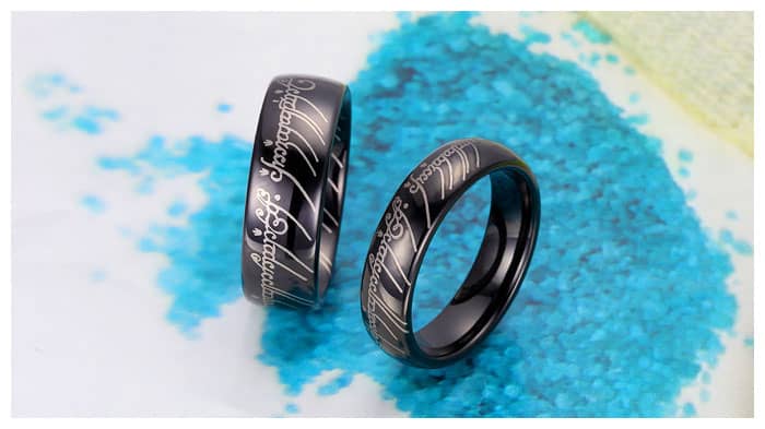 Lotr Engraved His and Hers Matching Tungsten Carbide Wedding Bands Set ...