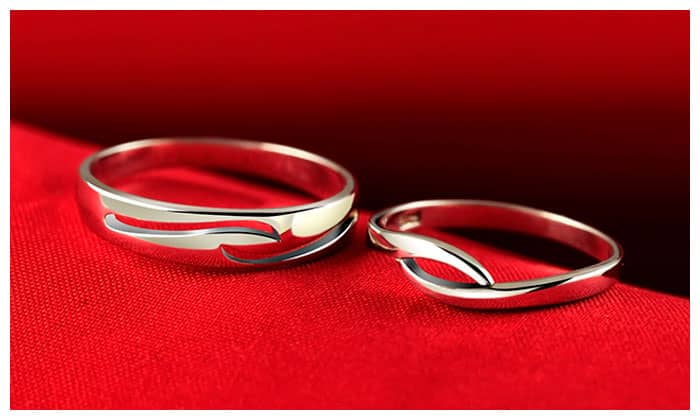 Matching Sterling Silver Wave Promise Rings for Couples