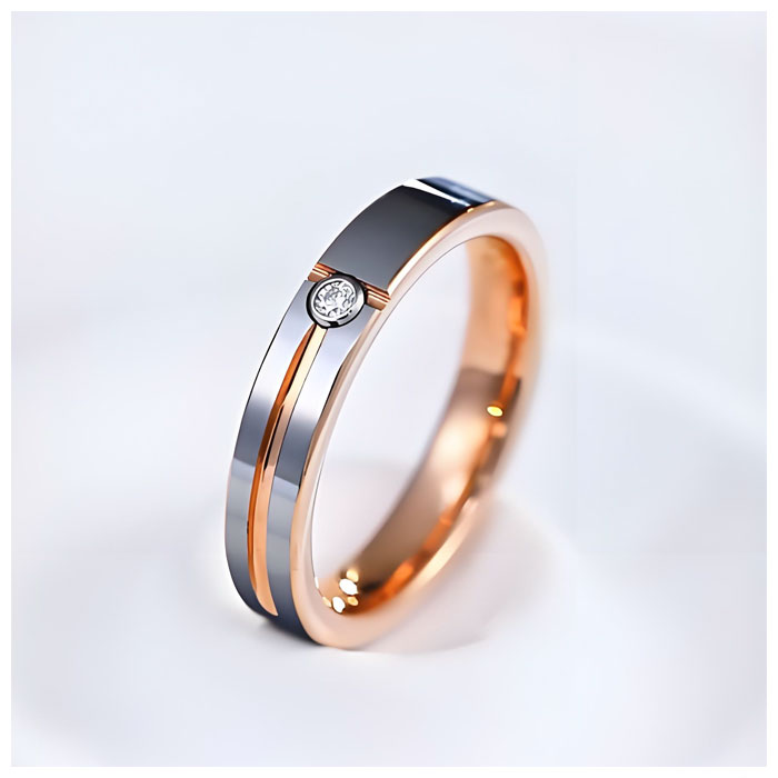 tungsten womens white and rose gold engagement ring