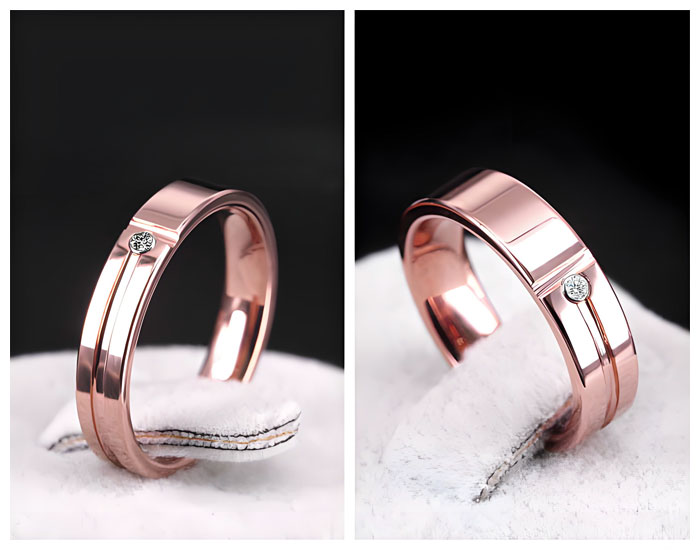 matching rose gold tungsten couple rings