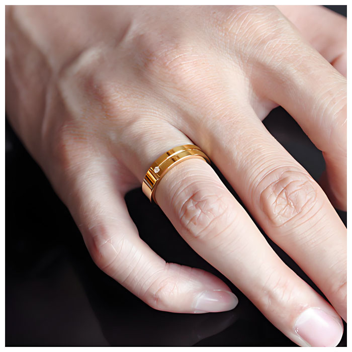 matching yellow gold tungsten couple rings