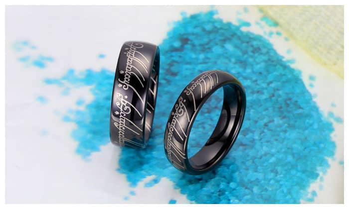 Black Lord of The Rings Laser Engraved Tungsten Wedding