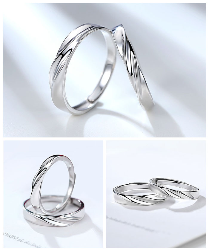 simple couple silver rings