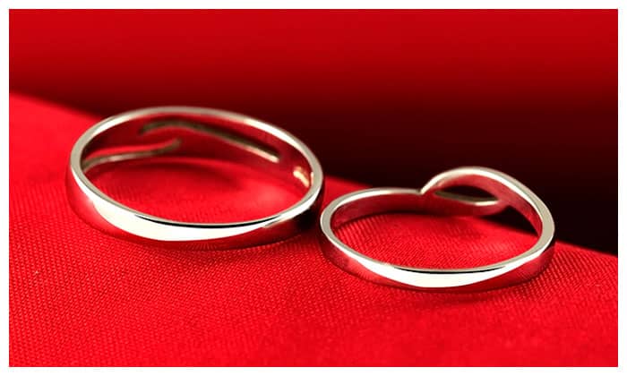 Matching Sterling Silver Wave Promise Rings for Couples