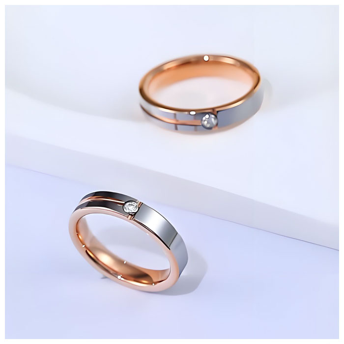 tungsten womens white and rose gold engagement ring