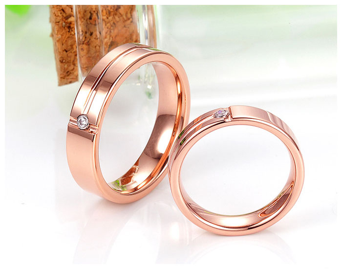 matching rose gold tungsten couple rings