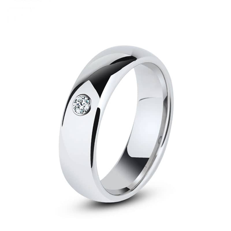 White / Rose Gold Domed Tungsten Wedding Bands With Diamond, Simple Tungsten Carbide Wedding Ring For Women Or Men - 3.5mm - 5mm, Matching Tungsten Jewelry (image for) White / Rose Gold Domed Tungsten Wedding Bands With Diamond, Simple Tungsten Carbide Wedding Ring For Women Or Men - 3.5mm - 5mm, Matching Tungsten Jewelry