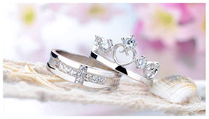 Matching Crown & Cross Rings for Couples
