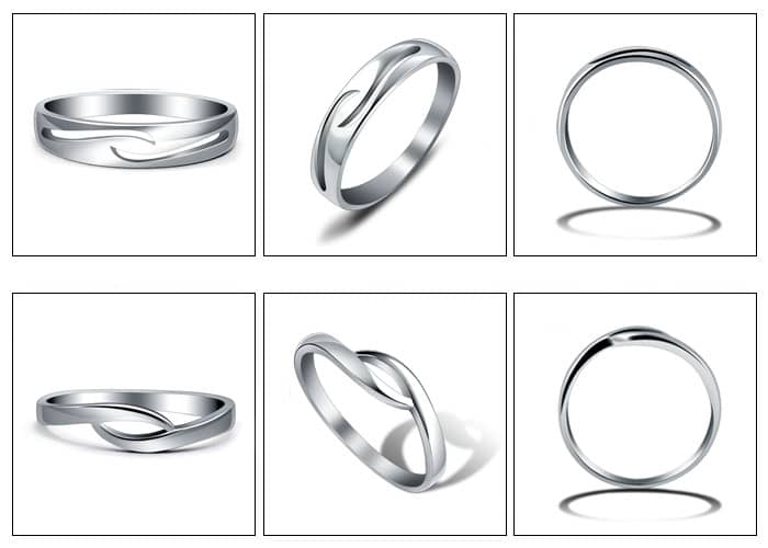 Matching Sterling Silver Wave Promise Rings for Couples