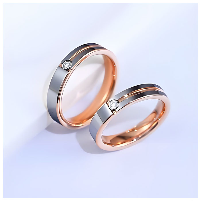 tungsten womens white and rose gold engagement ring