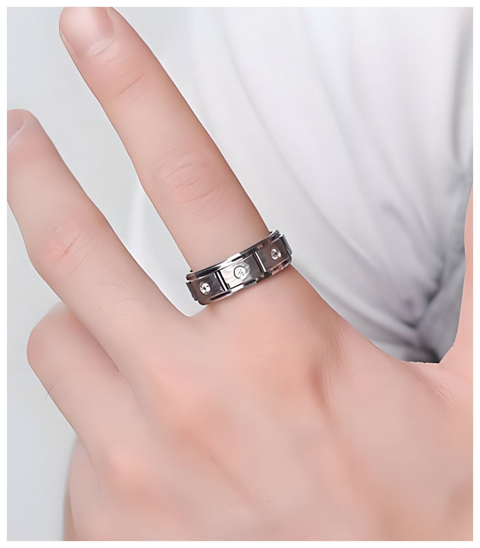 black hammered tungsten wedding ring